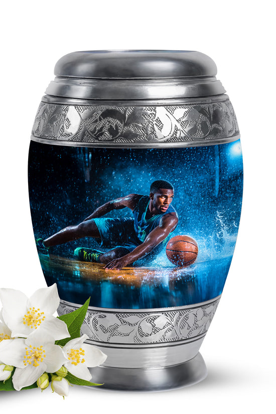 Remarkable Basketball Memorial Cremation Urns - Black 10-inch, 200 cu in - Yatskia