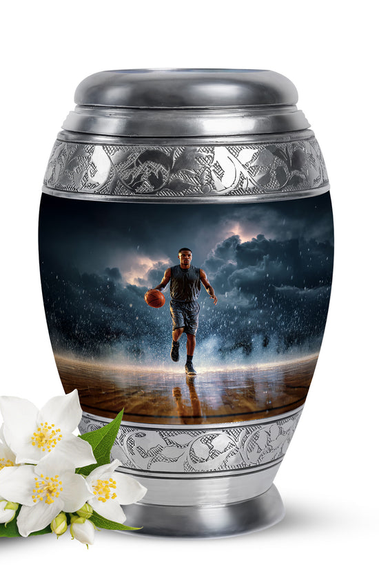 Hallowed Basketball Cremation Urns for Human Ashes - Blue 10-inch - Yatskia