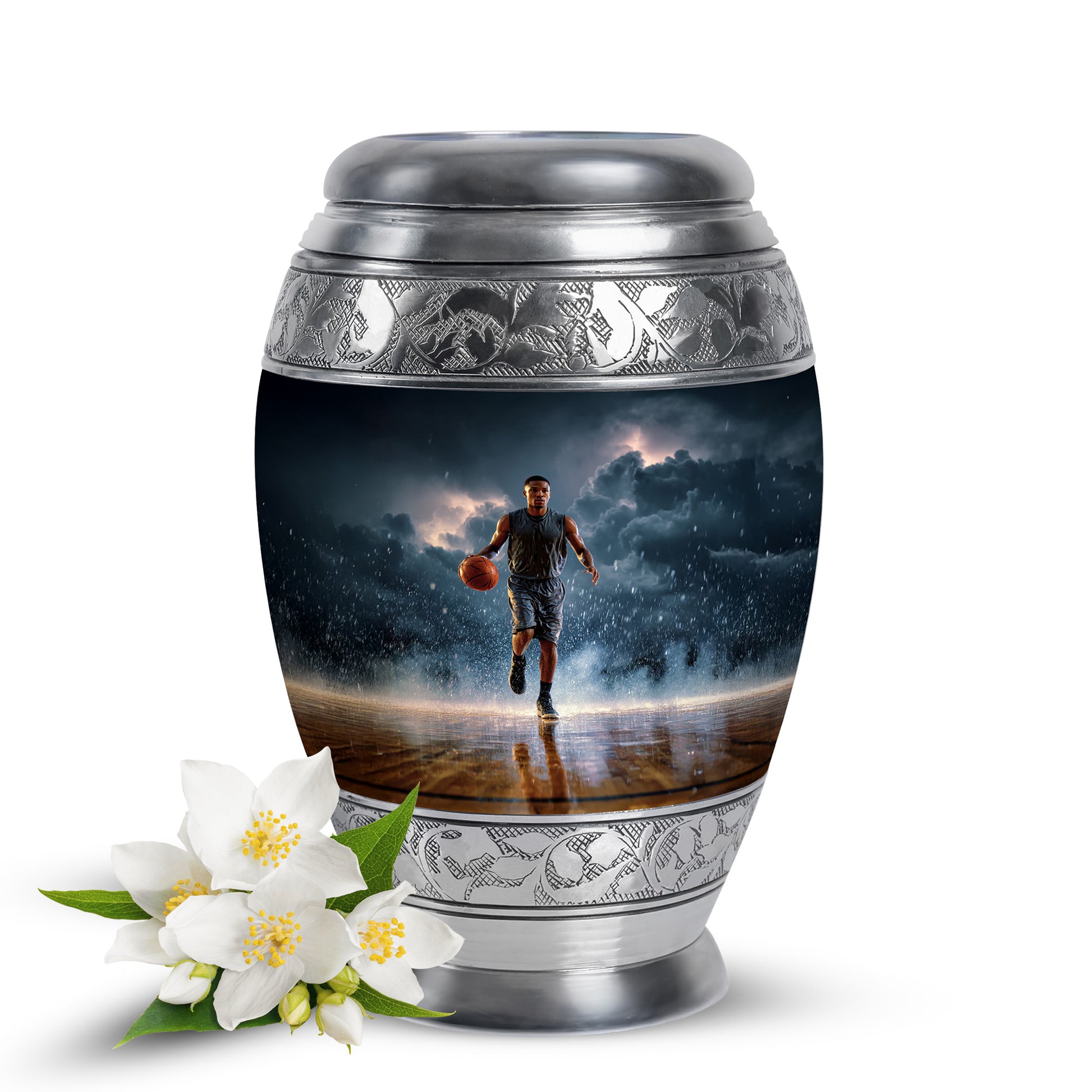 Hallowed Basketball Cremation Urns for Human Ashes - Blue 10-inch - Yatskia