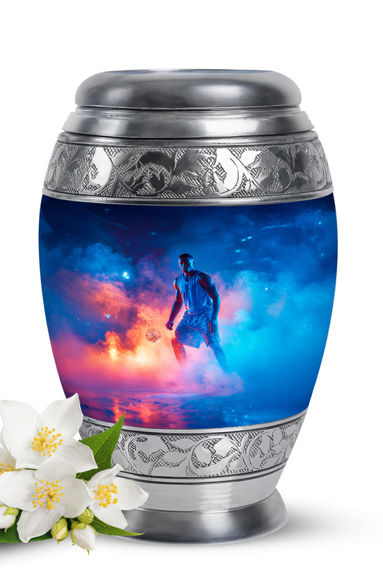 Hallowed Basketball Cremation Urns for Human Ashes - Blue 10-inch - Yatskia