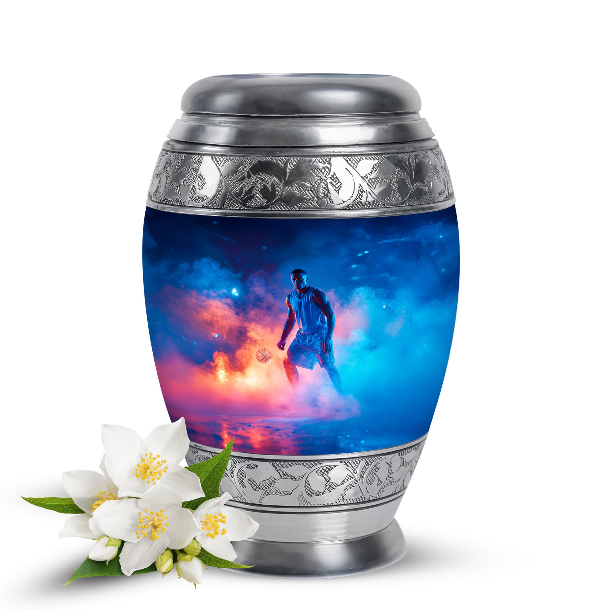 Hallowed Basketball Cremation Urns for Human Ashes - Blue 10-inch - Yatskia
