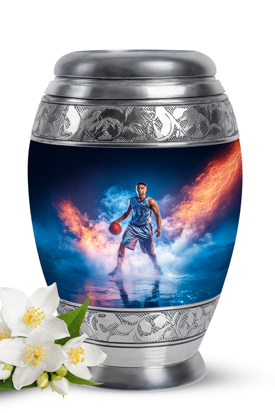 Blue Basketball Promise Cremation Urns for Human Ashes - 10-inch, 200 cu in - Yatskia