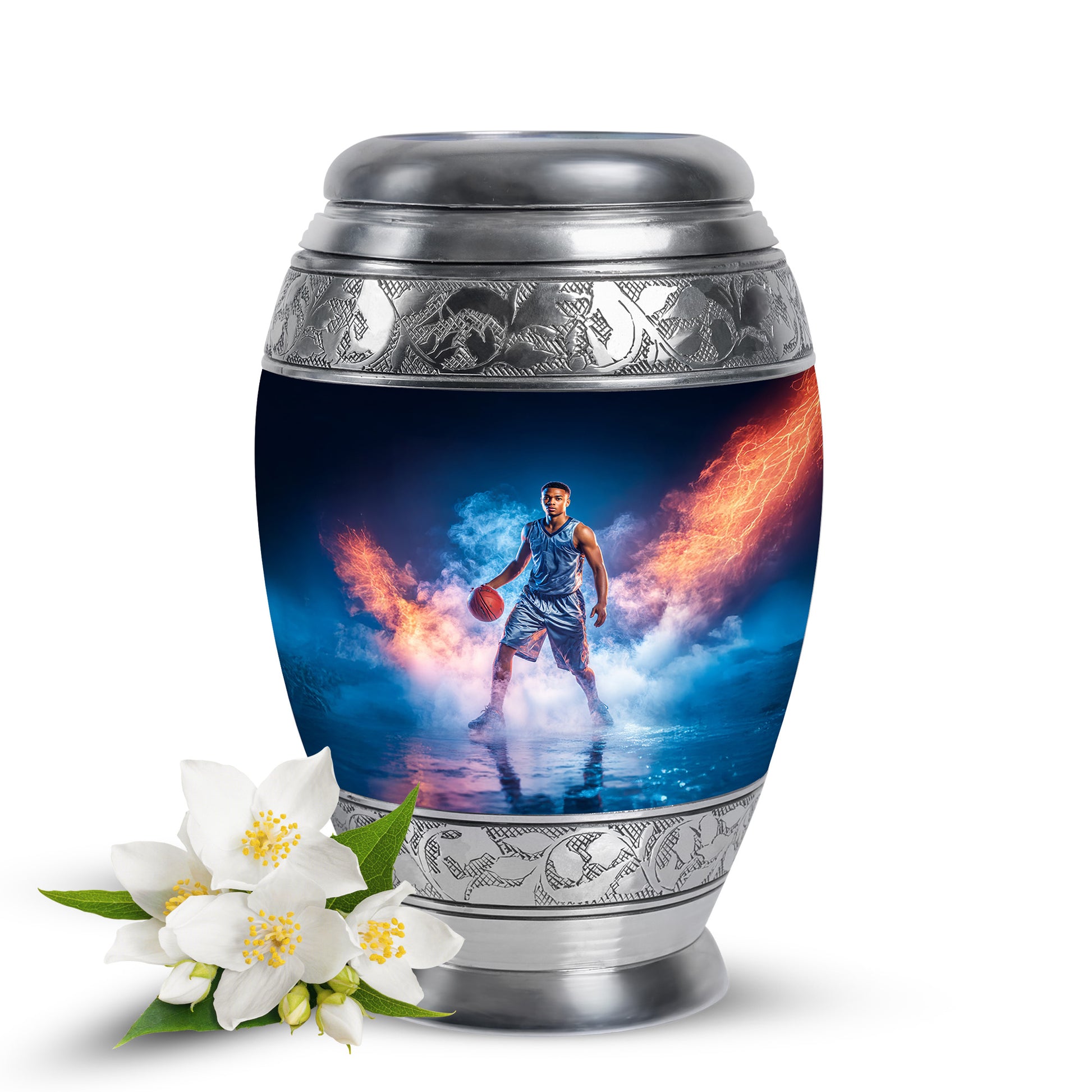 Blue Basketball Promise Cremation Urns for Human Ashes - 10-inch, 200 cu in - Yatskia