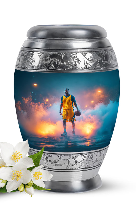Teal Basketball Embrace Cremation Urns for Human Ashes - 10-inch, 200 cu in - Yatskia