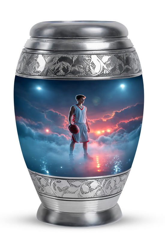 Personalized Blue Basketball Cremation Urns for Ashes - Enchanting 10-inch - Yatskia