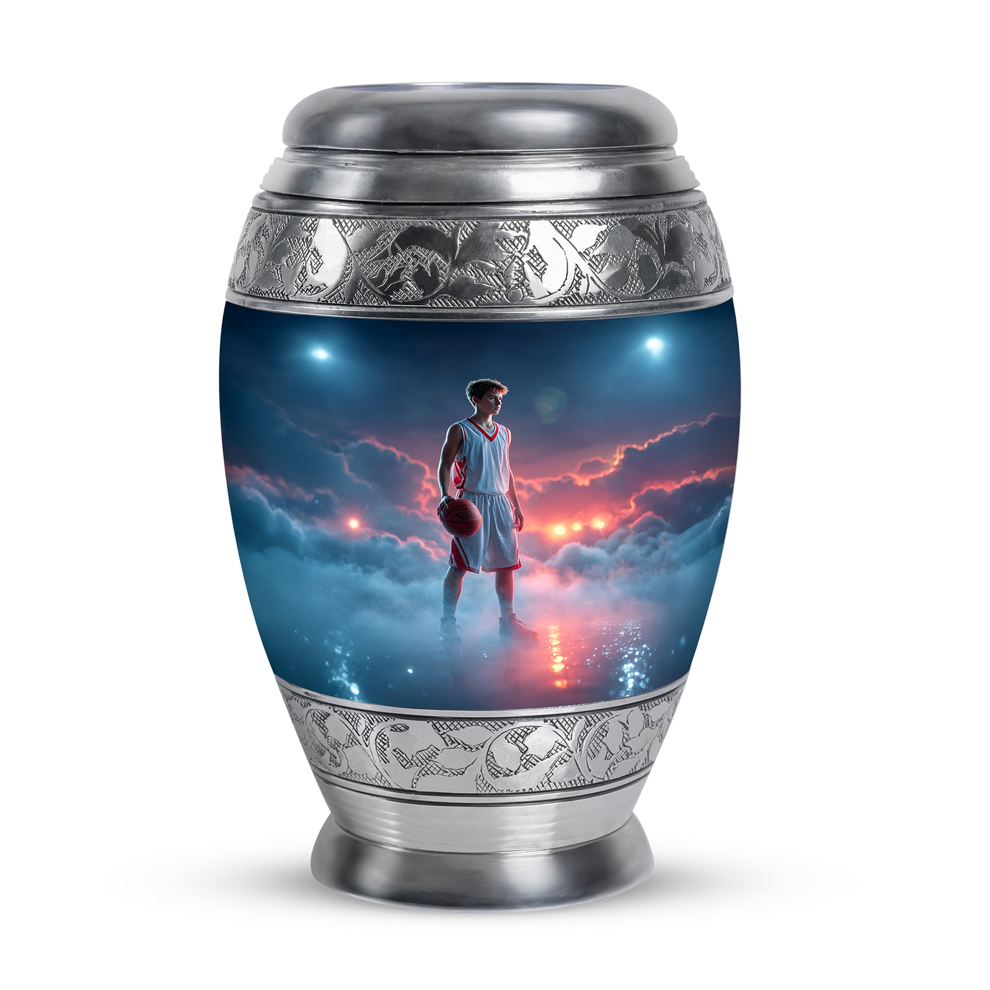 Personalized Blue Basketball Cremation Urns for Ashes - Enchanting 10-inch - Yatskia