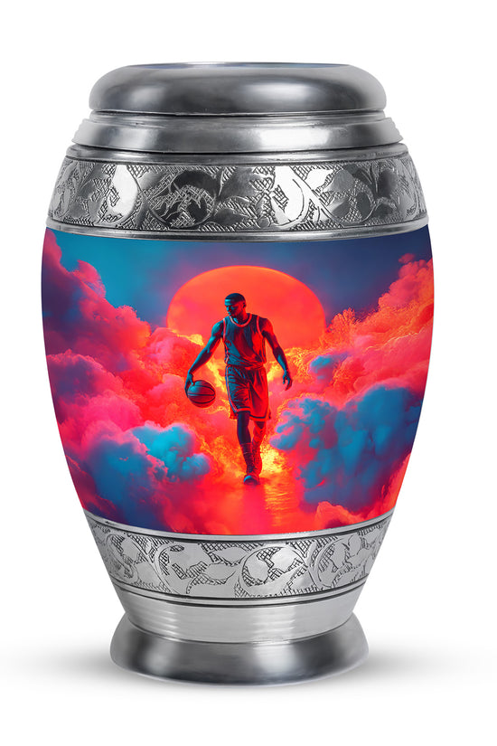 Personalized Blue Heavenly Basketball Cremation Urns for Human Ashes - 10-inch, 200 cu in - Yatskia