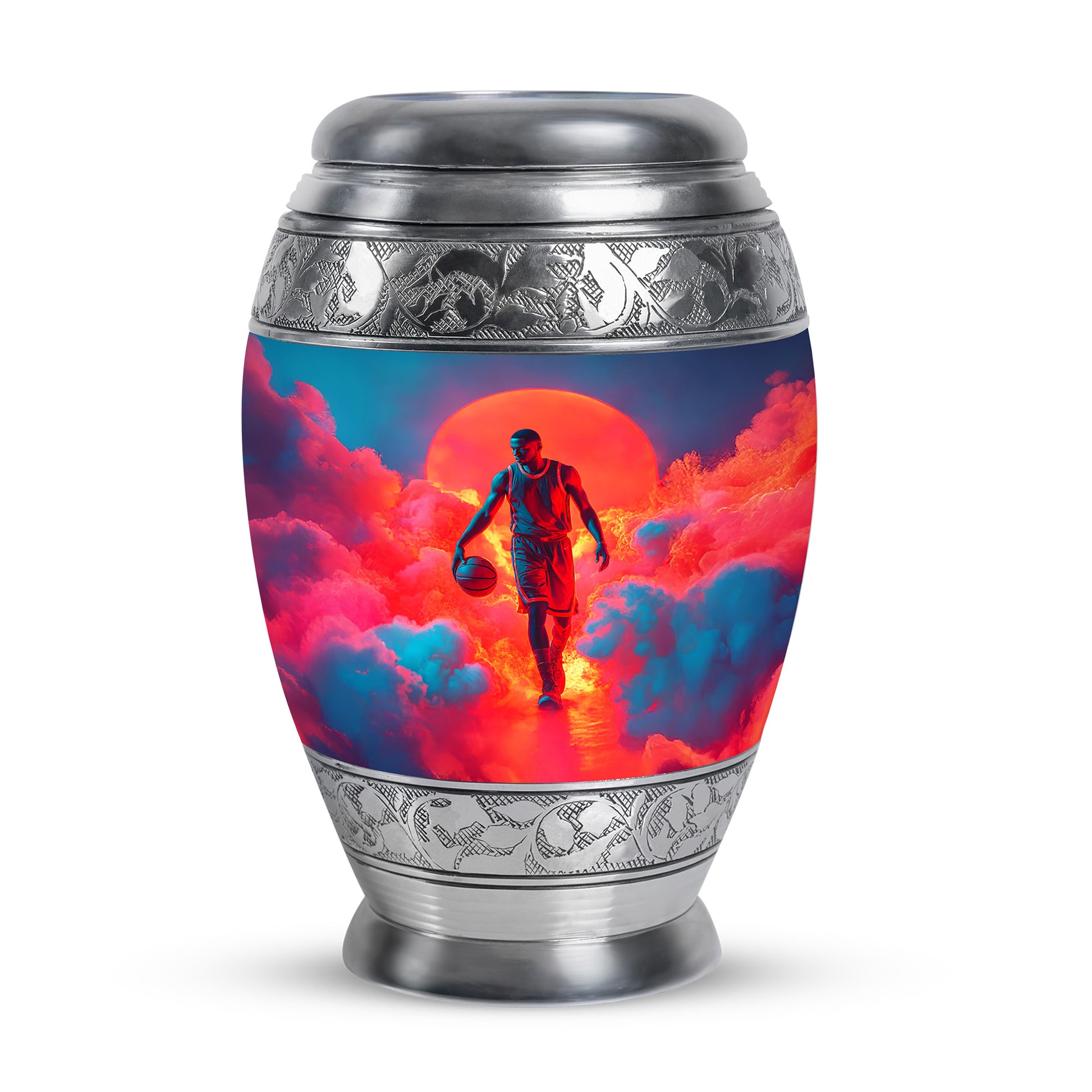 Personalized Blue Heavenly Basketball Cremation Urns for Human Ashes - 10-inch, 200 cu in - Yatskia
