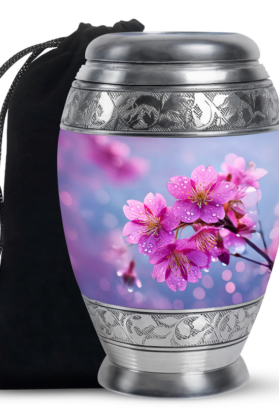 Beautiful Pink Flower Theme Memorial Urn - Beautiful Theme Memorial Urn For Mom