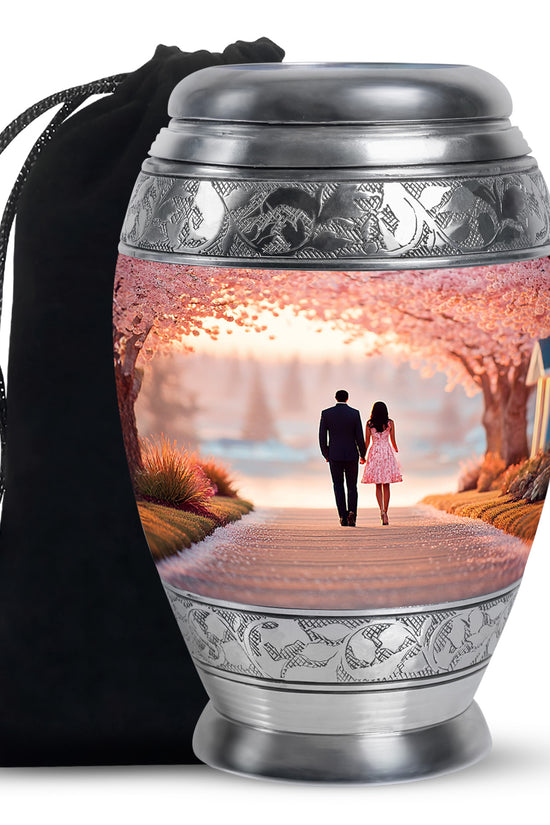 Couple Theme Cremation Urn - Pink Theme Memorial Urn For Loved Ones