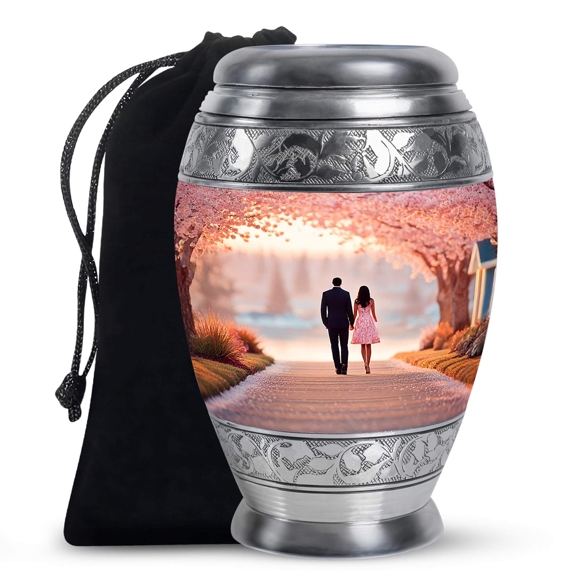 Couple Theme Cremation Urn - Pink Theme Memorial Urn For Loved Ones