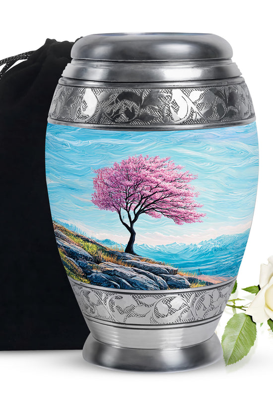 Blossom Tree Landscape Cremation Urn - Nature Tribute Urn For Adult Ashes