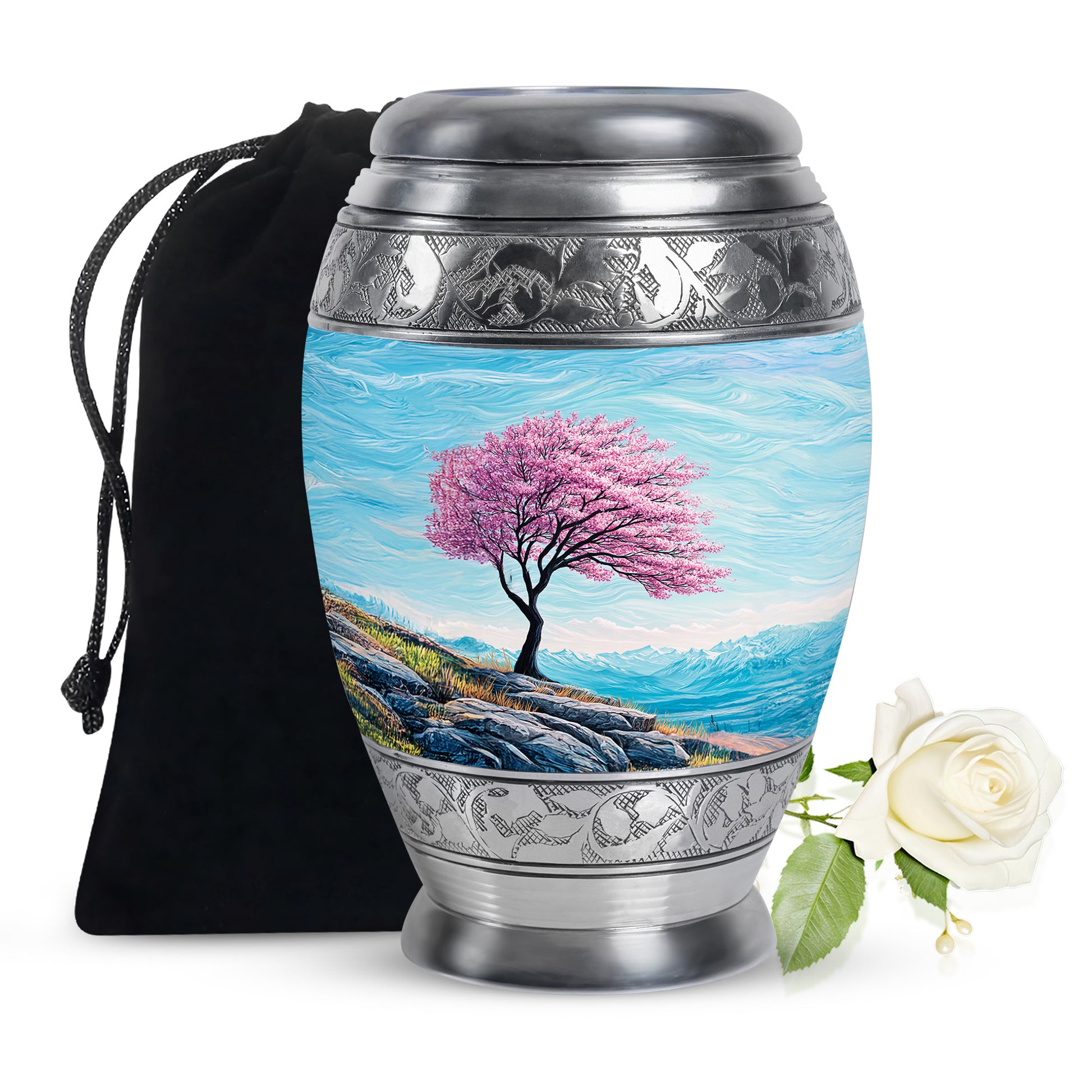 Blossom Tree Landscape Cremation Urn - Nature Tribute Urn For Adult Ashes