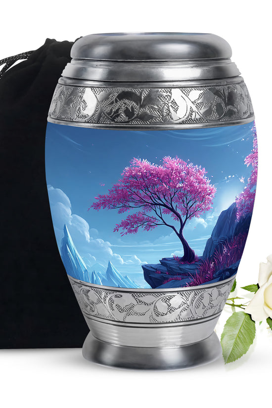 Pink Blossom Tree Cremation Urn - Beautiful Funeral Urn For Female