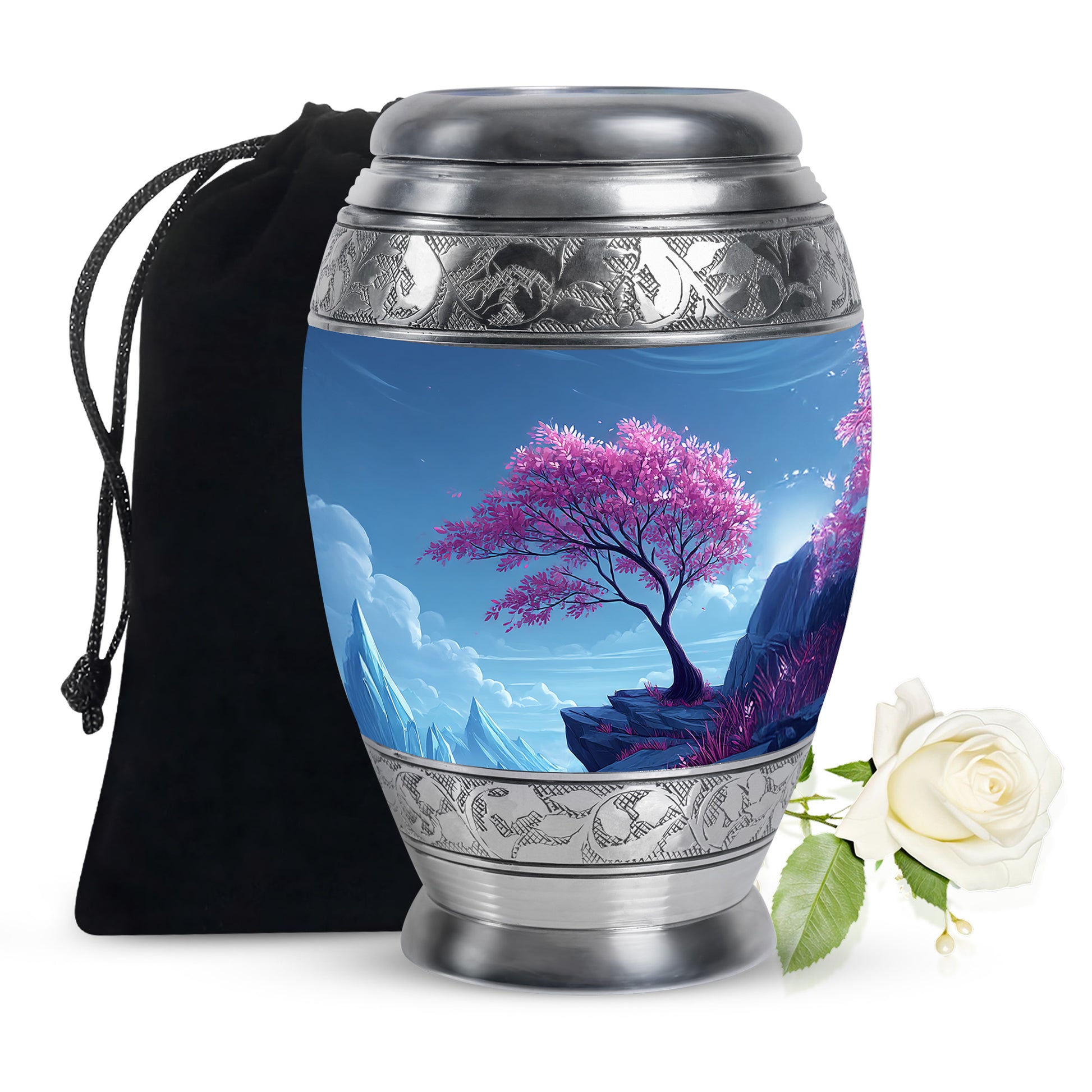 Pink Blossom Tree Cremation Urn - Beautiful Funeral Urn For Female