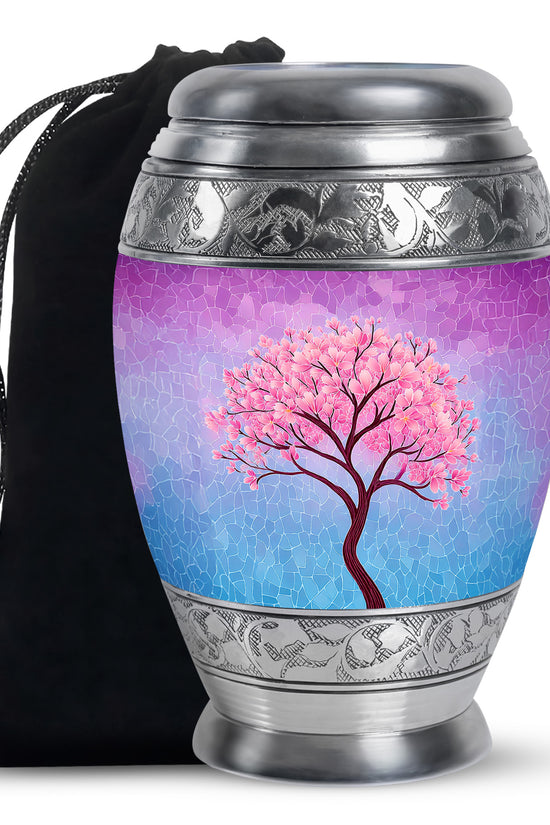Pink Blossom Tree Cremation Urn - Artistic Memorial Urn For Female