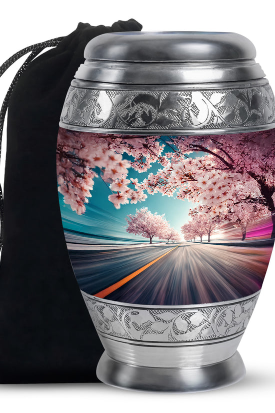 Cherry Blossom Cremation Urn - Road Funeral Urn For Loved Ones