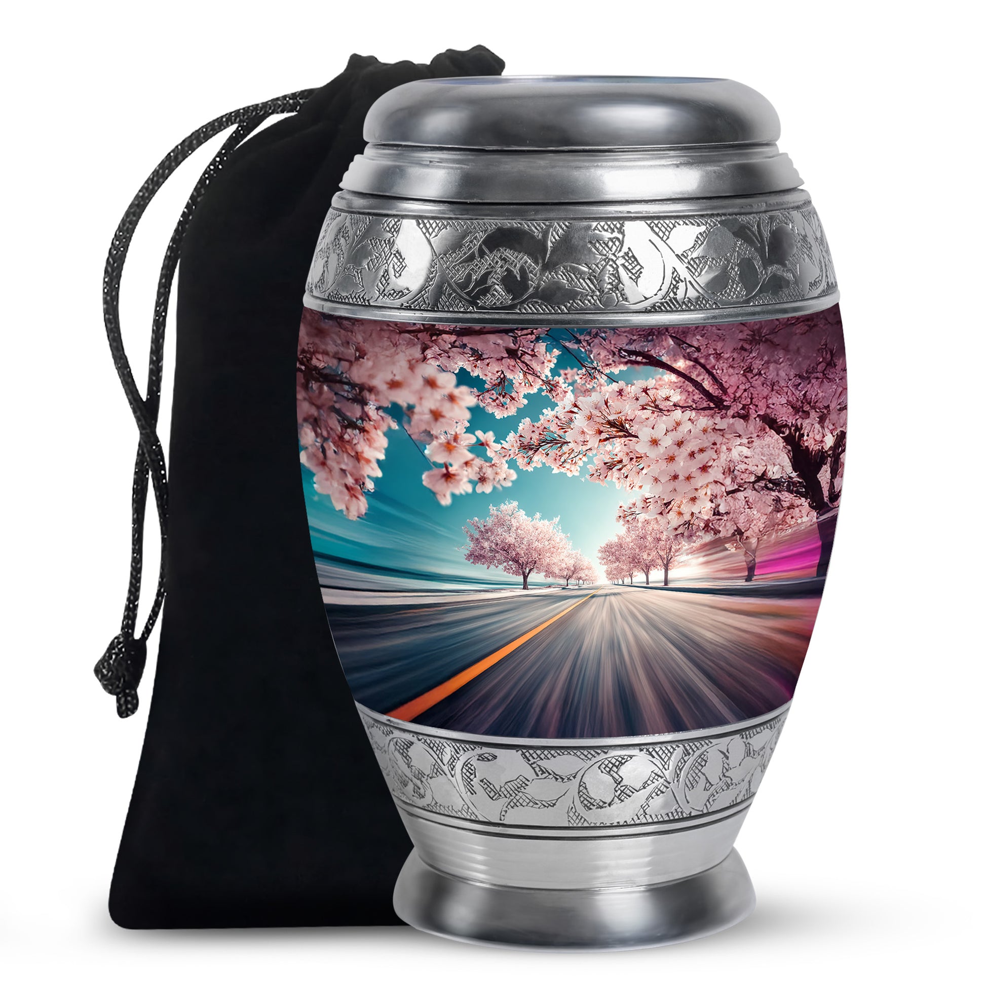 Cherry Blossom Cremation Urn - Road Funeral Urn For Loved Ones