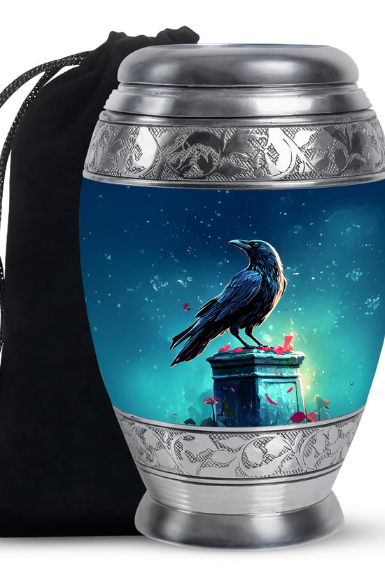 Black Raven Memorial Urn - Unique Funeral Urns For Human Ashes