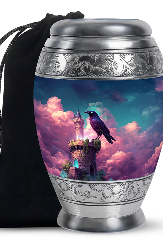 Raven Tower Memorial Urn - Bird Cremation Urn For Burial