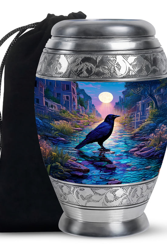 Neon Raven Cremation Urn - Funeral Urn For Human Ashes