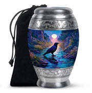 Moonlight Raven Cremation Urn - Elegant Funeral Urn For Ashes