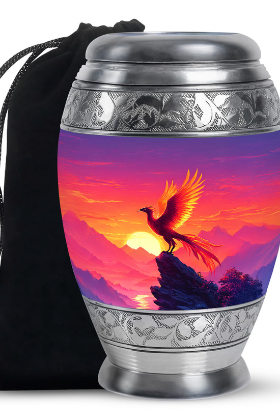 Phoenix Sunset Memorial Urn - Flaming Bird Cremation Urn For Male & Female
