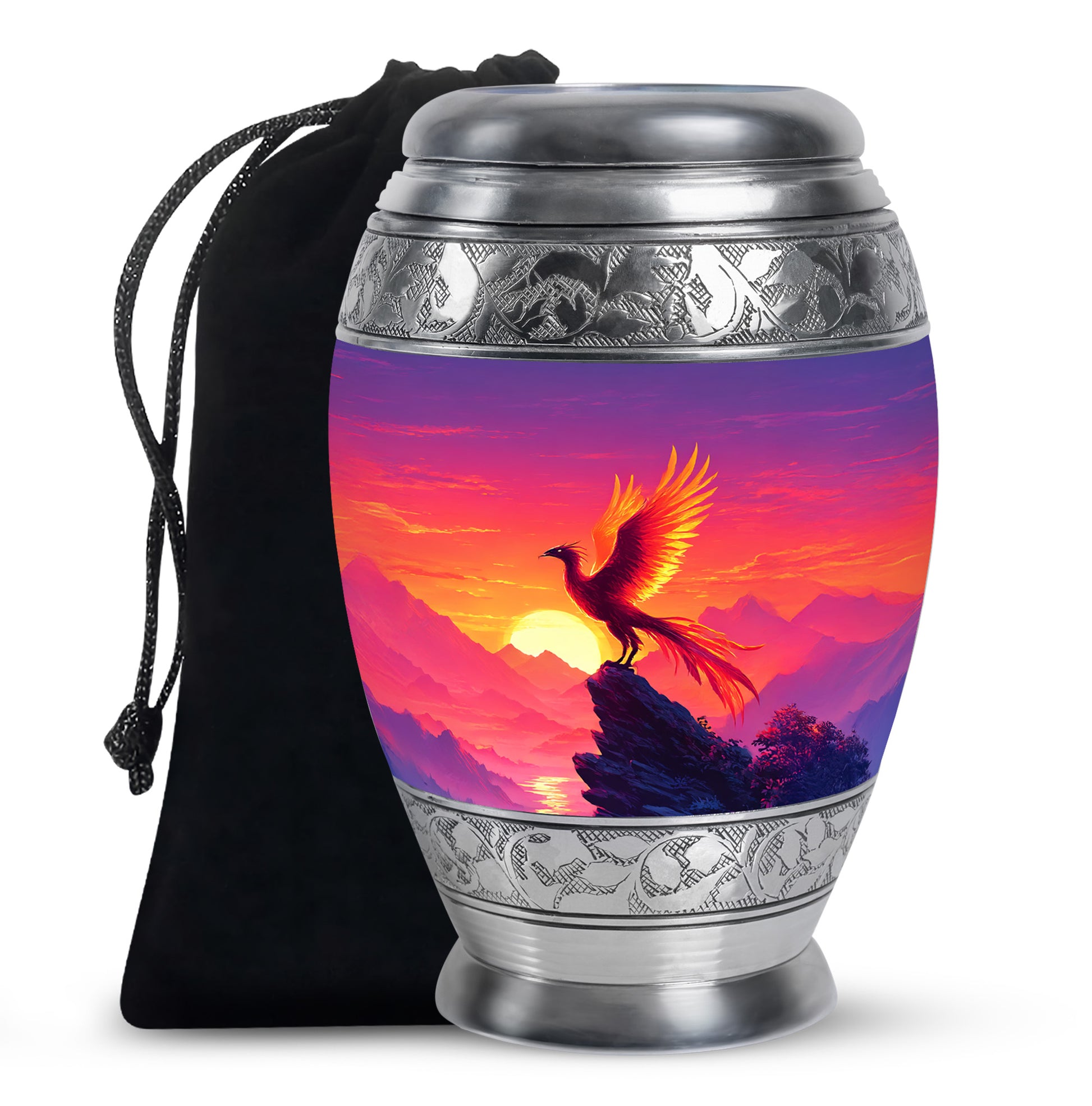 Phoenix Sunset Memorial Urn - Flaming Bird Cremation Urn For Male & Female