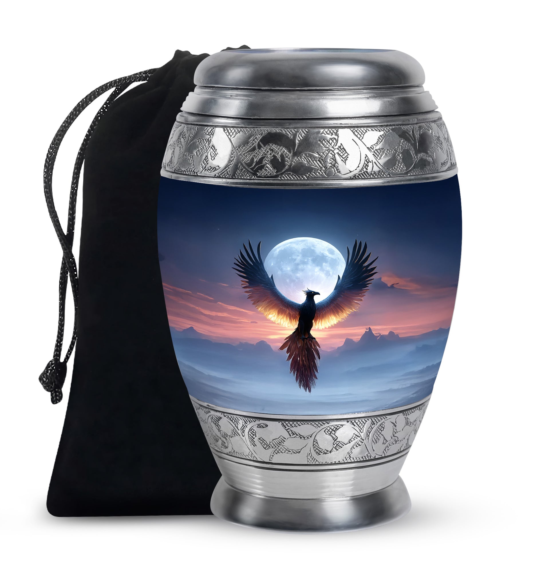 Moonlight Phoenix Memorial Urn - Night Sky Cremation Urn For Ashes