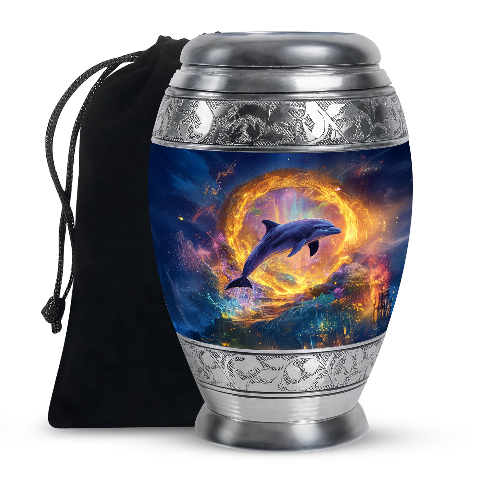 Dolphin Theme Funeral Urn - Beautiful Memorial Urn For Ashes