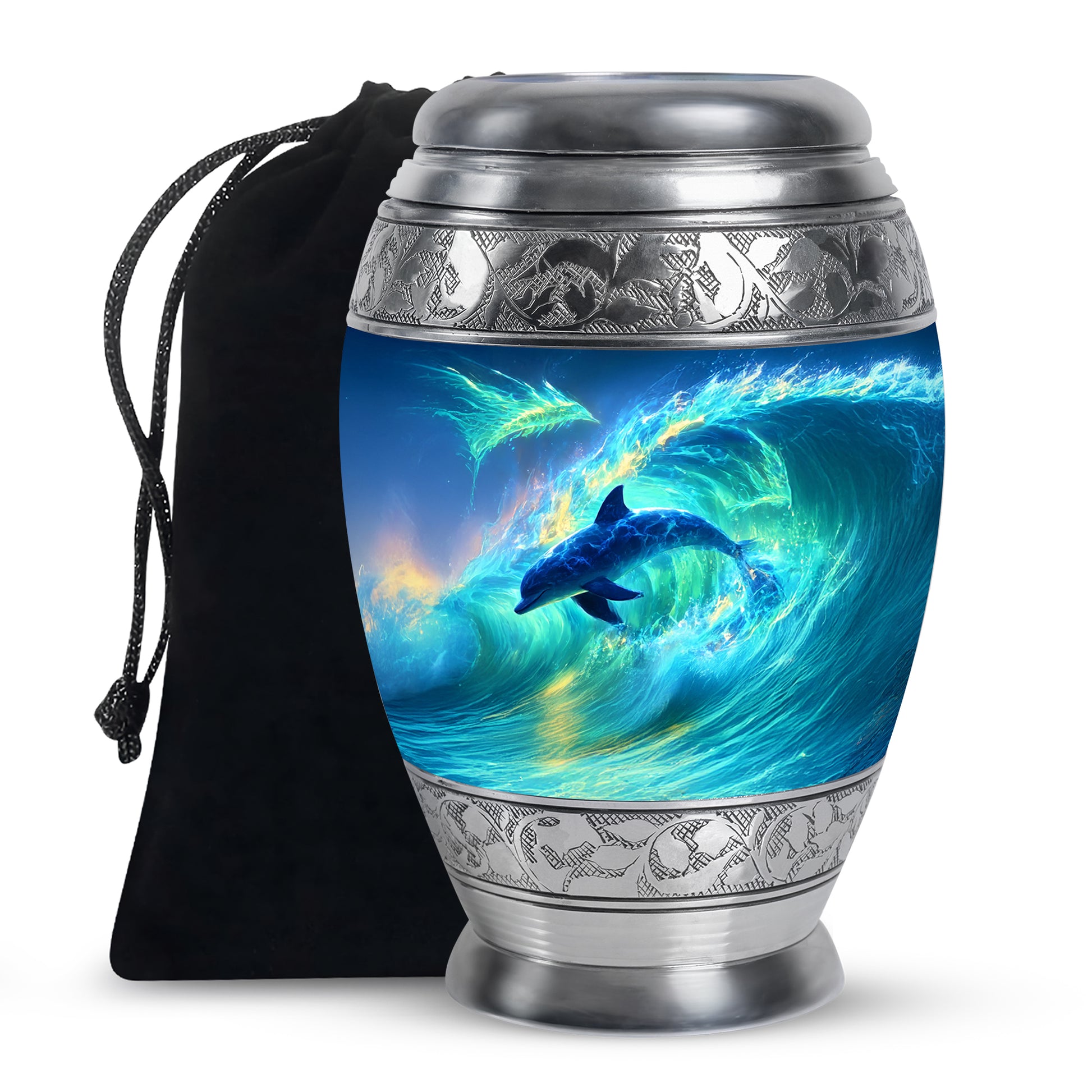 Blue Dolphin Memorial Urn - Ocean Theme Cremation Urn For Loved Ones