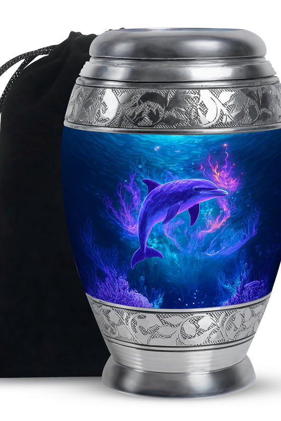 Neon Dolphin Cremation Urn - Fantasy Funeral Urn For Human Ashes