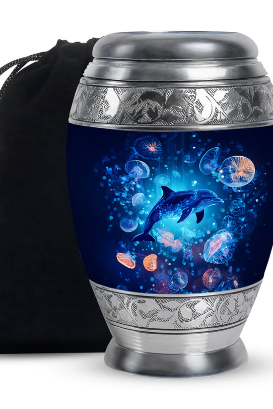 Blue Dolphin Cremation Urn - Ocean Funeral Urn For Loved Ones