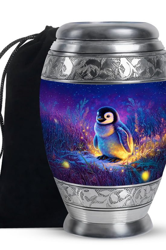 Baby Penguin Night Scenic Urn - Burial Container Urns For Human Ashes