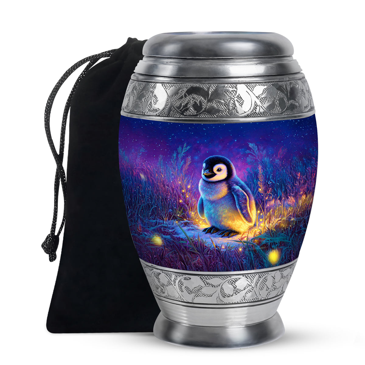 Baby Penguin Night Scenic Urn - Burial Container Urns For Human Ashes