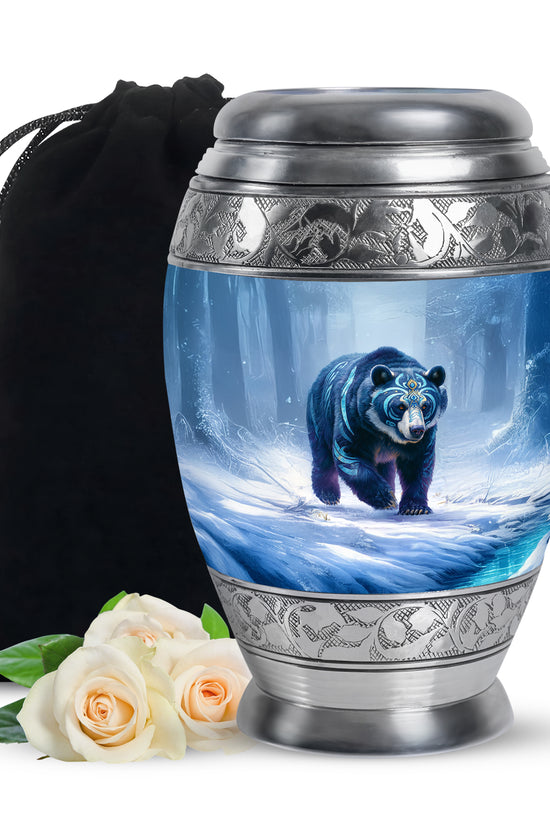 Arctic Bear Cremation Urn - Snow Forest Memorial Urn For Burial