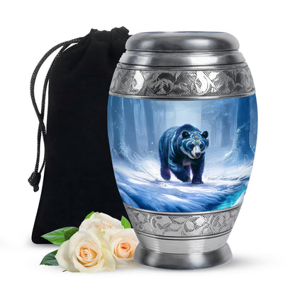 Arctic Bear Cremation Urn - Snow Forest Memorial Urn For Burial