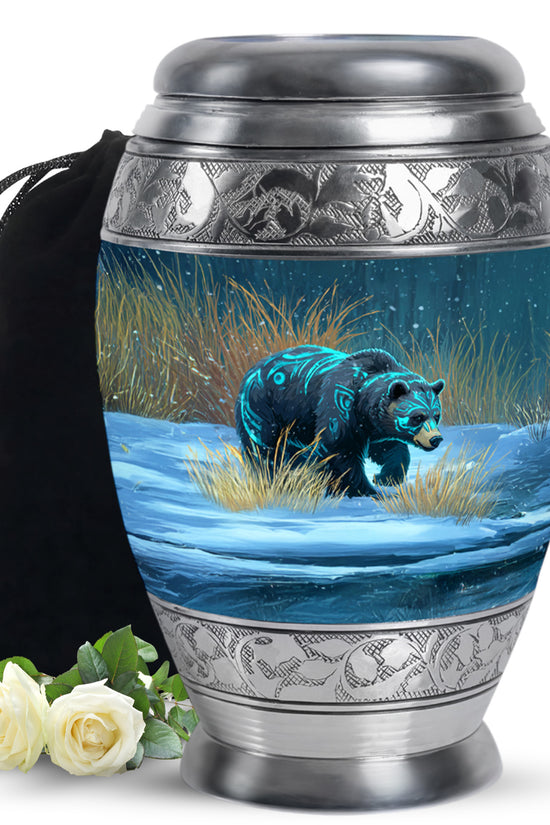 Majestic Snow Bear Funeral Urn - Nature Memorial Urn For Loved Ones