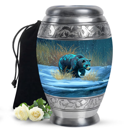 Majestic Snow Bear Funeral Urn - Nature Memorial Urn For Loved Ones