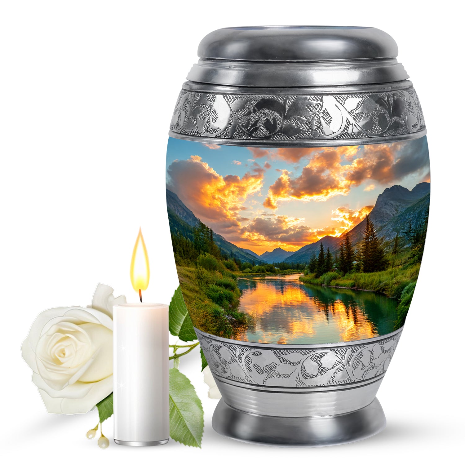 Sunset Lake MemorialUrn - Beautiful Nature Funeral Urn For Loved Ones