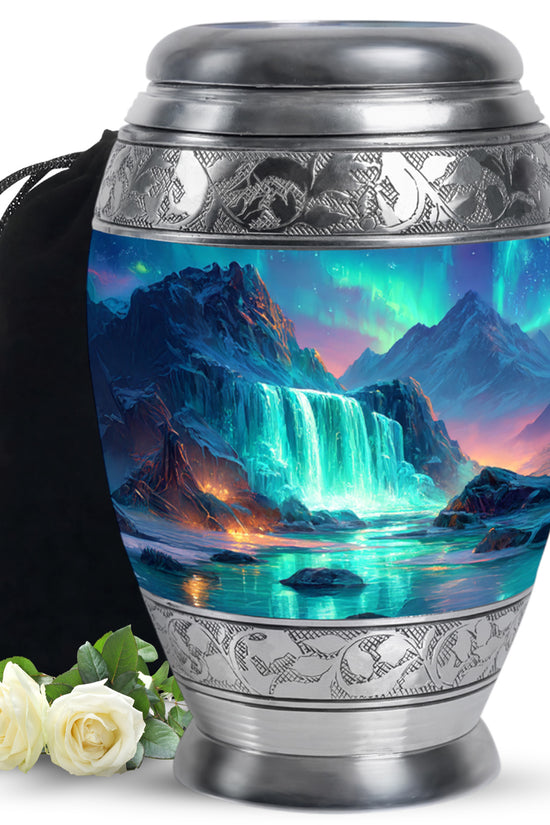 Nature Waterfall Cremation Urn - Beautiful Mountain Urn For Male & Female