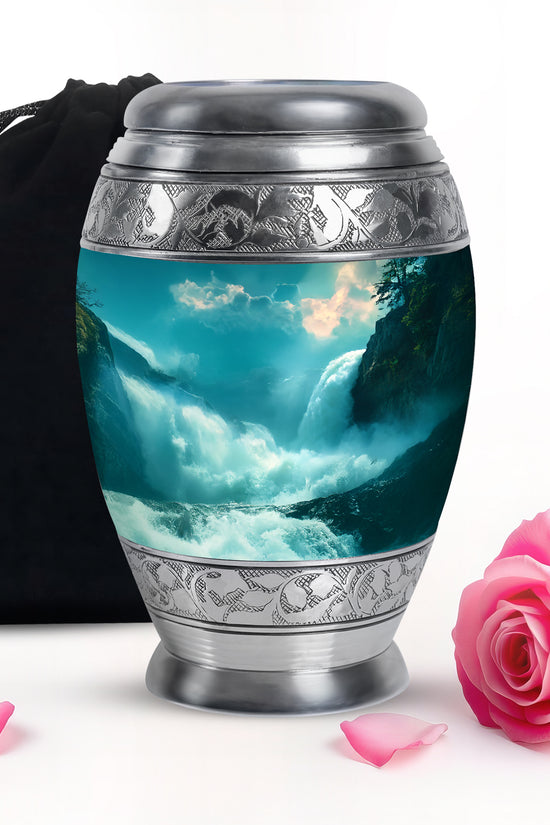 Peaceful Waterfall Cremation Urn - Scenic Memorial Urn For Loved Ones