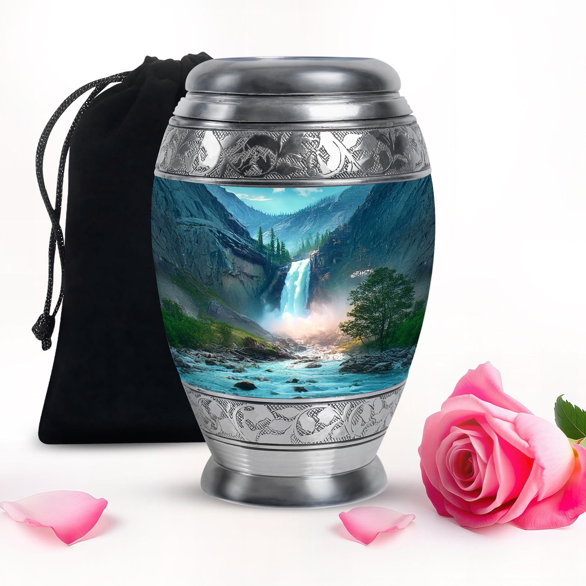 Beautiful Waterfall Cremation Urn - Mountain Memorial Urn For Loved Ones