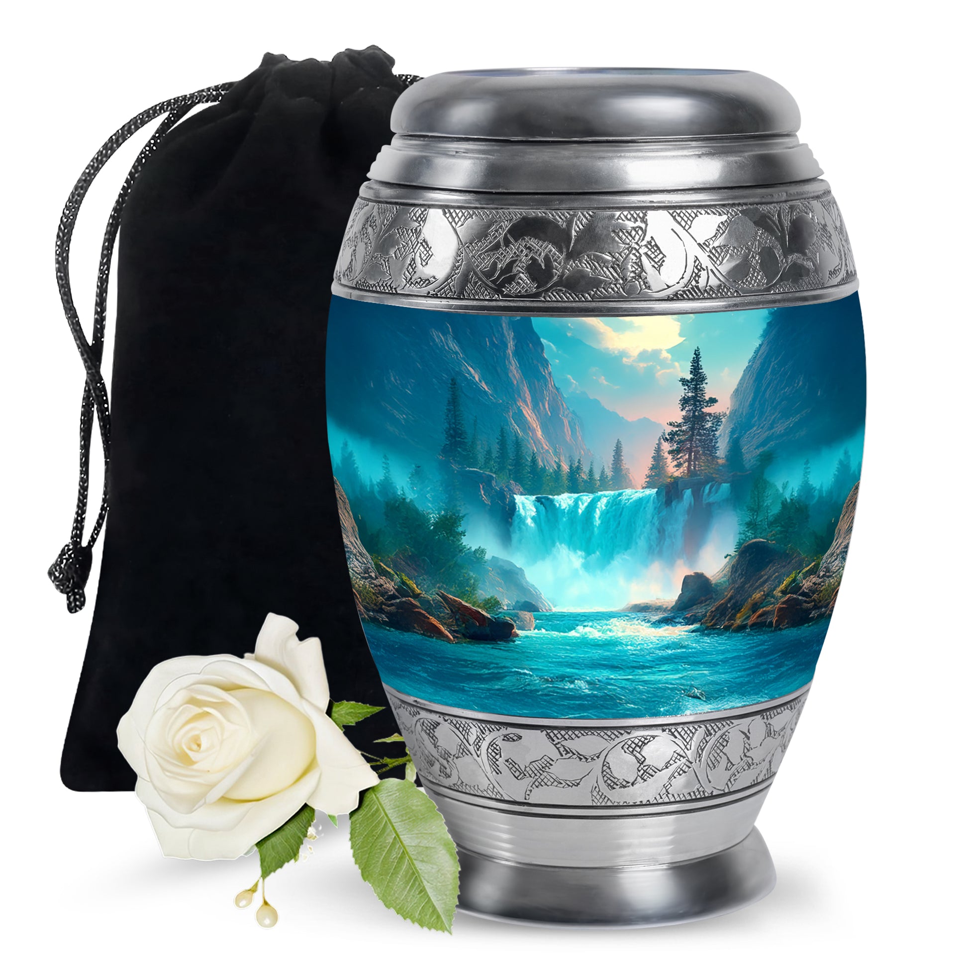 Nature Theme Funeral Urn - Elegant Waterfall Urn For Loved Ones