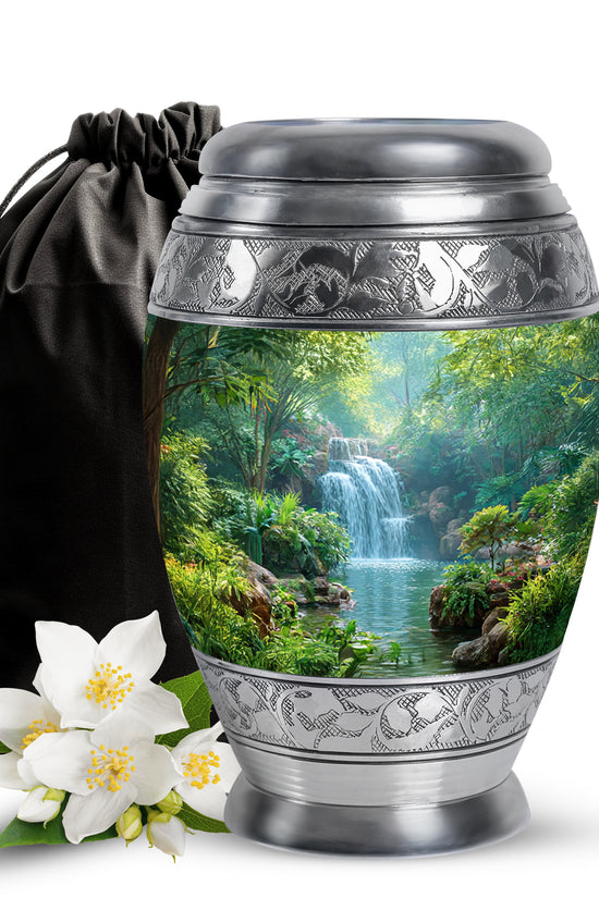 Nature Waterfall Cremation Urn - Peaceful Memorial Urn For Burial