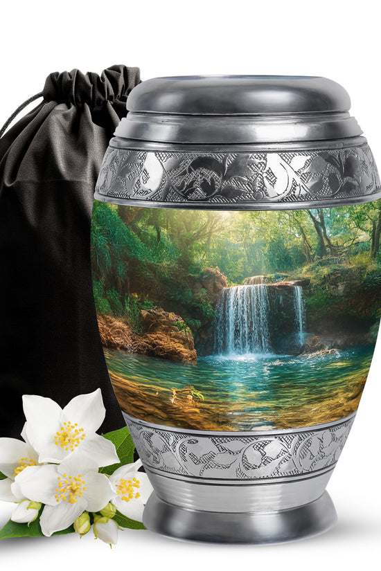 Scenic Waterfall Cremation Urn - Memorial Urn For Male & Female