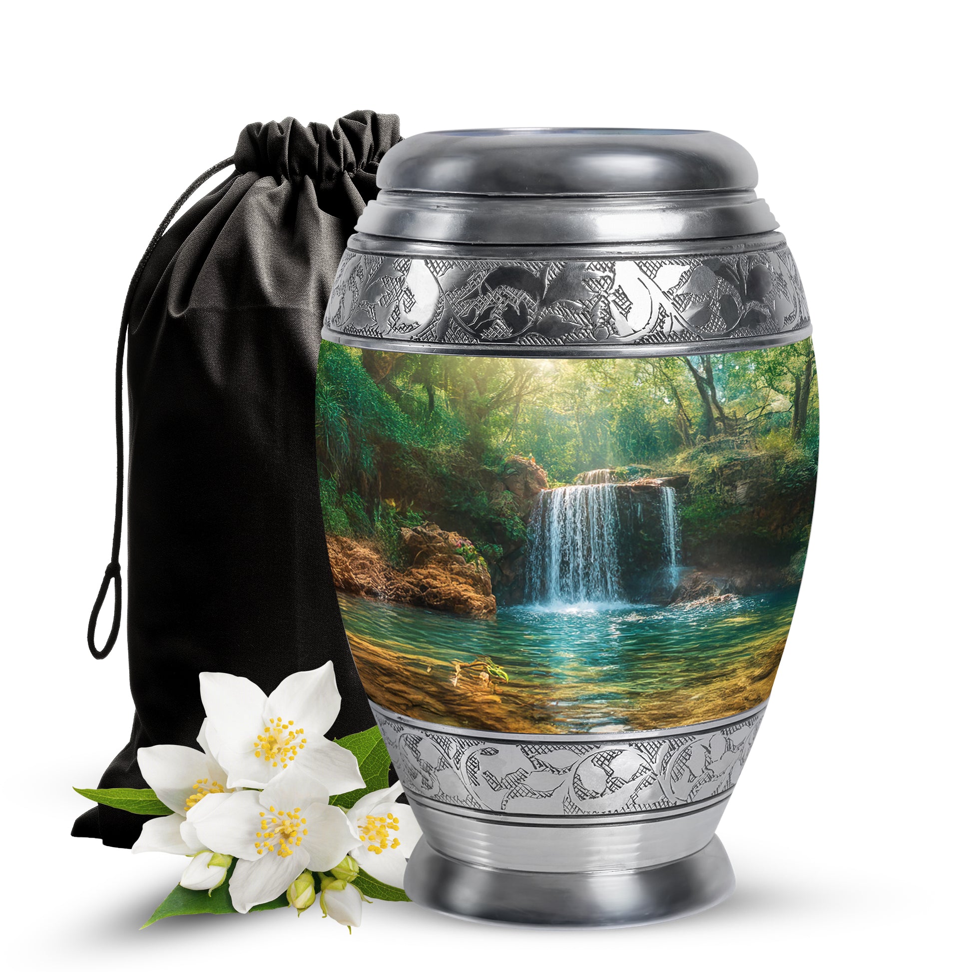 Scenic Waterfall Cremation Urn - Memorial Urn For Male & Female