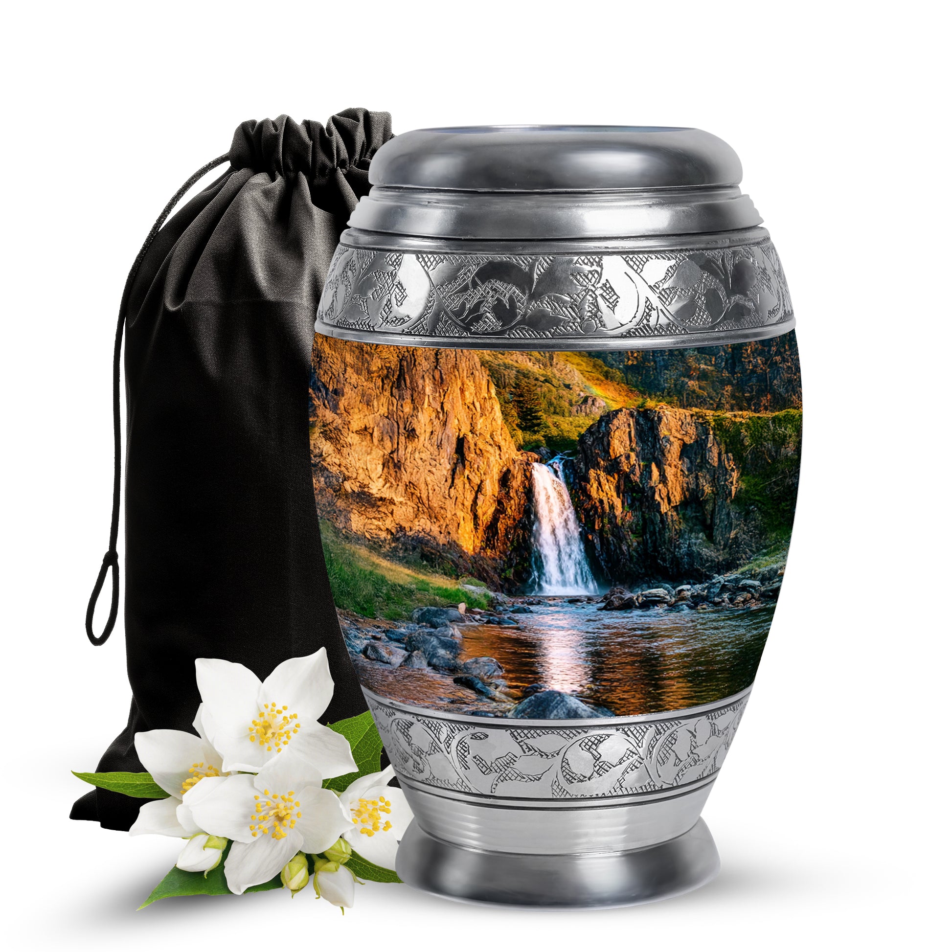 Mountain Waterfall Cremation Urn - Funeral Urn For Human Ashes
