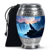 Mountain Waterfall Cremation Urn - Wolf Memorial Urn For Adult Ashes