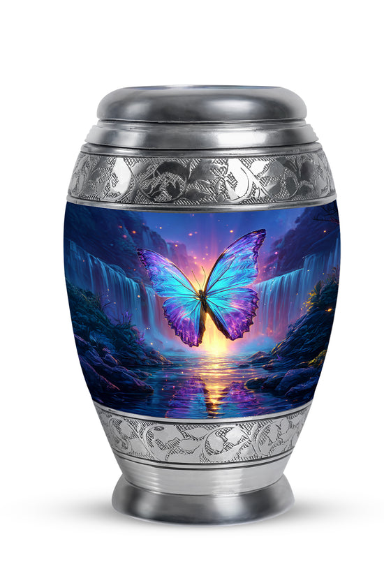 Regal Butterfly Memorial Cremation Urns - Blue 10-inch, 200 cu in - Yatskia